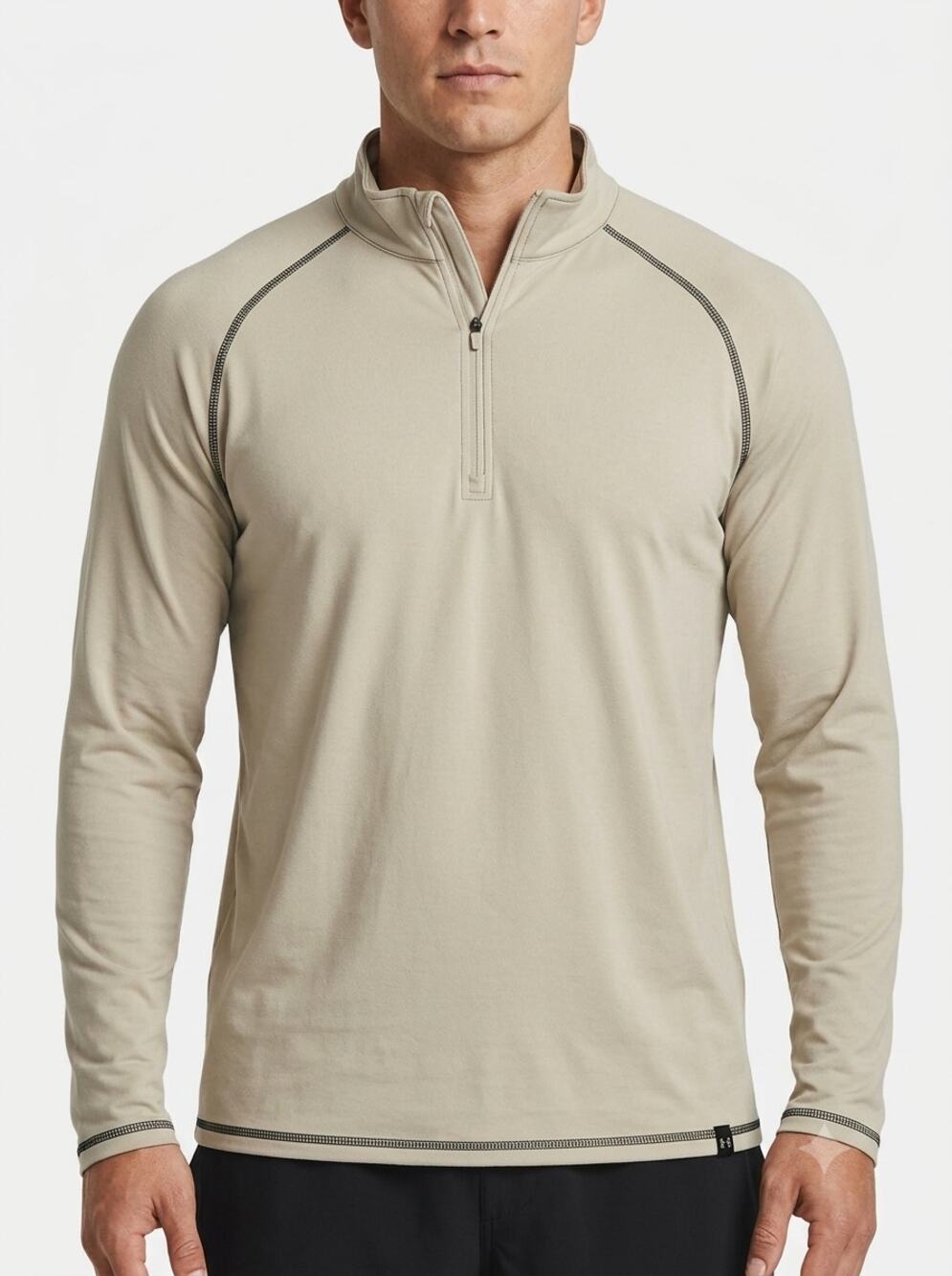 NWT Gen Teal Wander Quarter-Zip Pullover Men's XL Beige Performance Long Sleeve